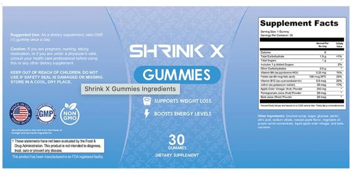 Shrink X supplement facts